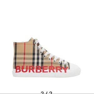 Burberry shoe Size 4 big kids Tan Black red and white